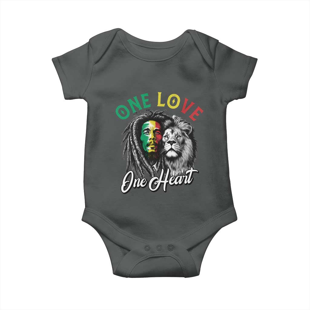 Reggae Legend Baby Onesie One Love One Heart Rastafarian Reggae Music Lion TS11 Dark Heather Print Your Wear
