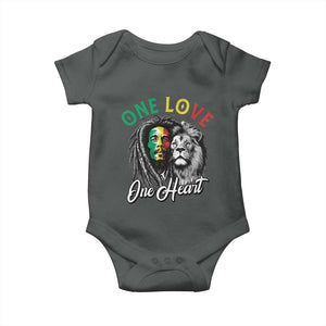 Reggae Legend Baby Onesie One Love One Heart Rastafarian Reggae Music Lion TS11 Dark Heather Print Your Wear