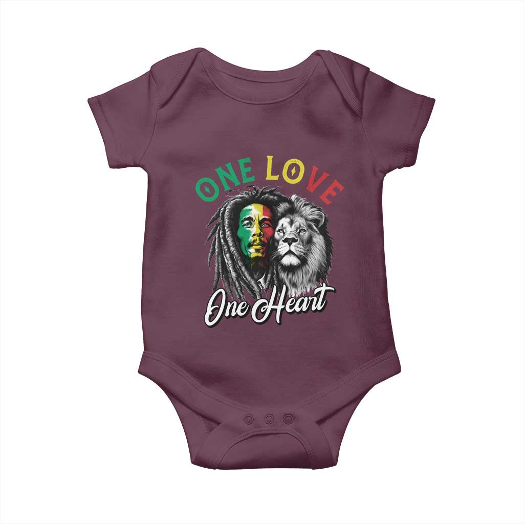 Reggae Legend Baby Onesie One Love One Heart Rastafarian Reggae Music Lion TS11 Maroon Print Your Wear