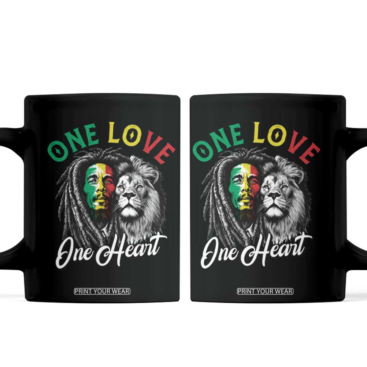 Reggae Legend Coffee Mug One Love One Heart Rastafarian Reggae Music Lion TS11 Black Print Your Wear