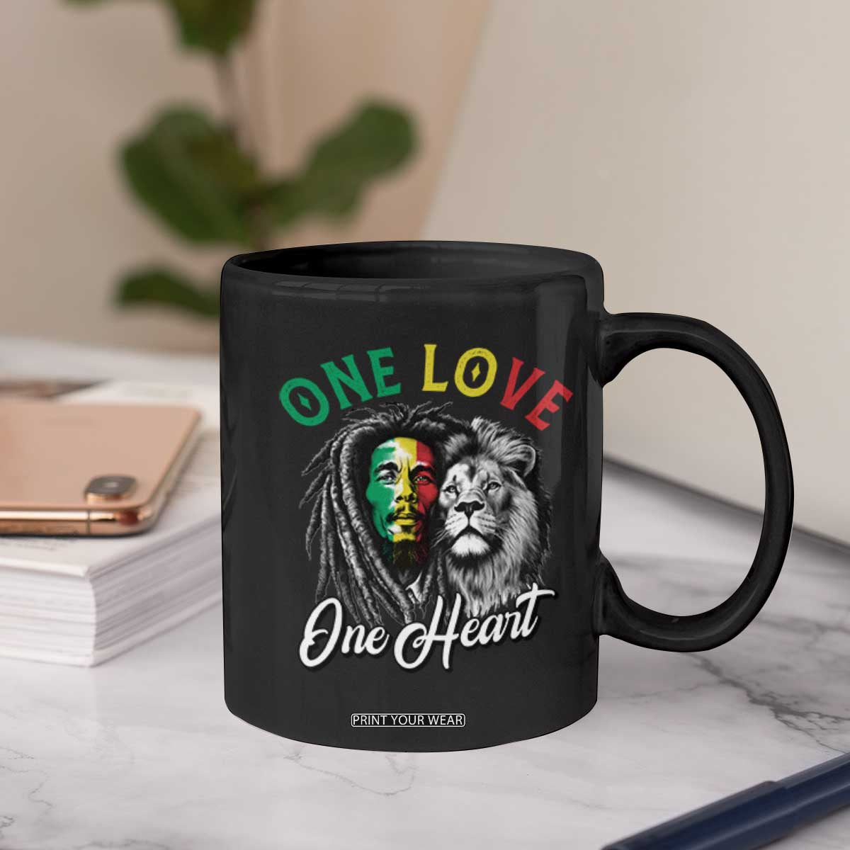 Reggae Legend Coffee Mug One Love One Heart Rastafarian Reggae Music Lion TS11 Print Your Wear