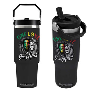 Reggae Legend Flip Straw Tumbler One Love One Heart Rastafarian Reggae Music Lion TS11 One Size: 30 oz Black Print Your Wear
