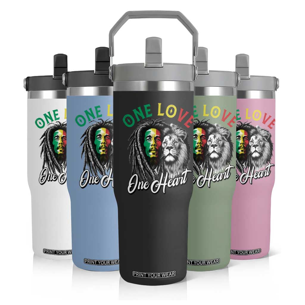 Reggae Legend Flip Straw Tumbler One Love One Heart Rastafarian Reggae Music Lion TS11 Print Your Wear