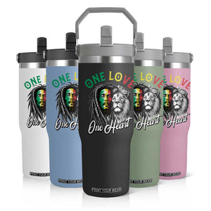 Reggae Legend Flip Straw Tumbler One Love One Heart Rastafarian Reggae Music Lion TS11 Print Your Wear