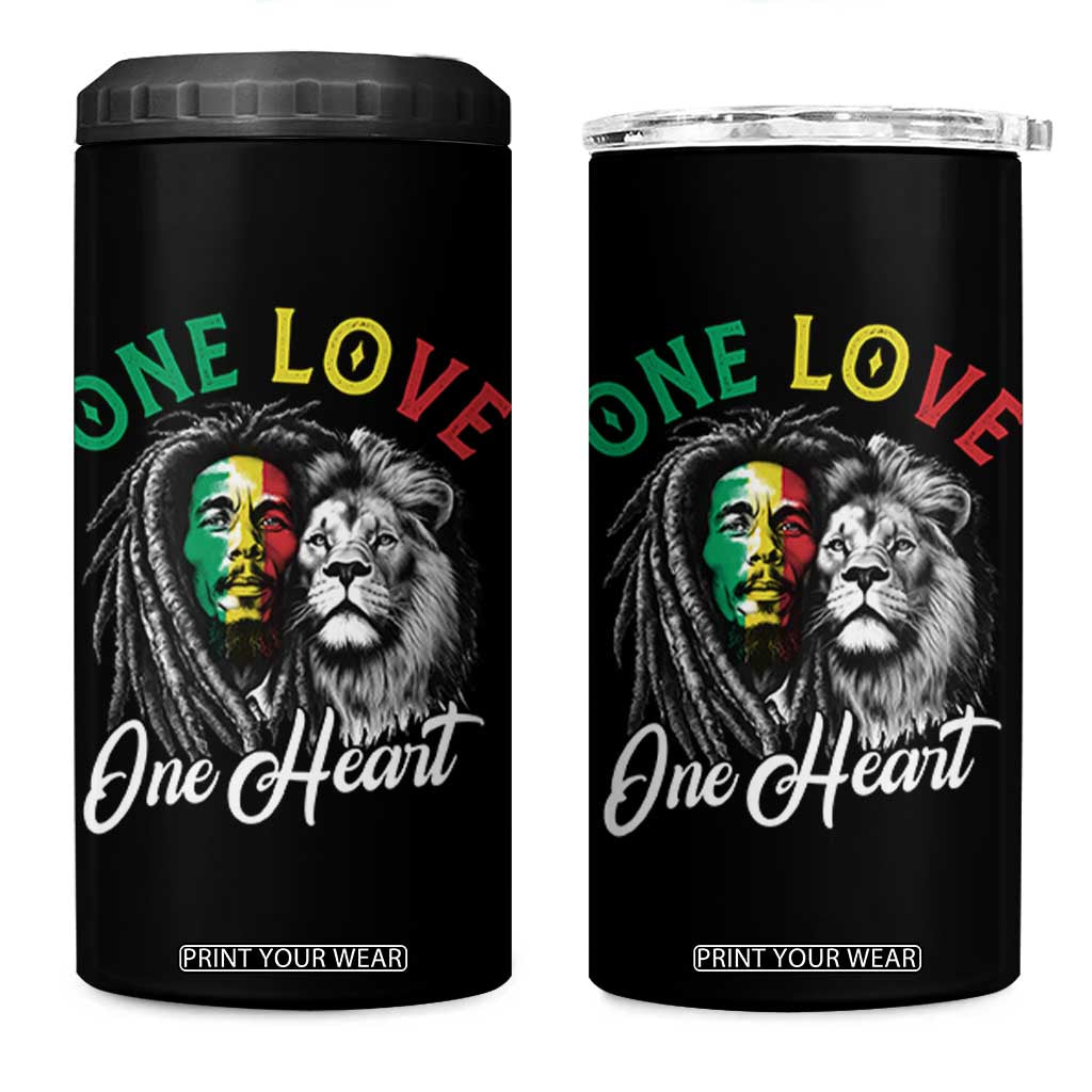 Reggae Legend 4 in 1 Can Cooler Tumbler One Love One Heart Rastafarian Reggae Music Lion TS11 One Size: 16 oz Black Print Your Wear