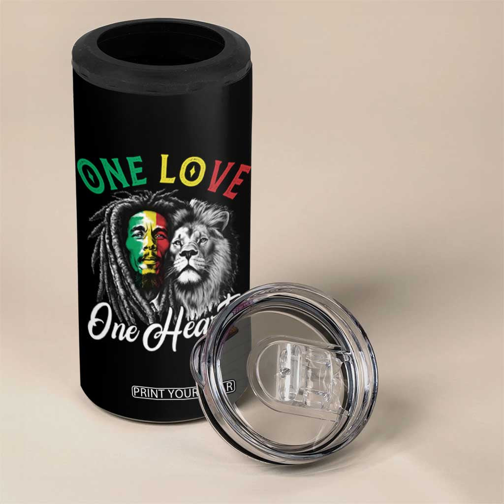 Reggae Legend 4 in 1 Can Cooler Tumbler One Love One Heart Rastafarian Reggae Music Lion TS11 Print Your Wear