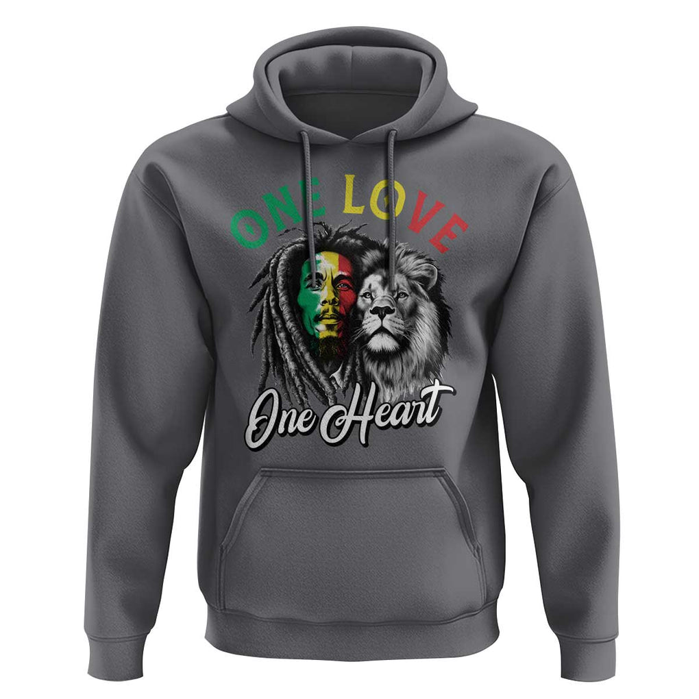 Reggae Legend Hoodie One Love One Heart Rastafarian Reggae Music Lion TS11 Charcoal Print Your Wear