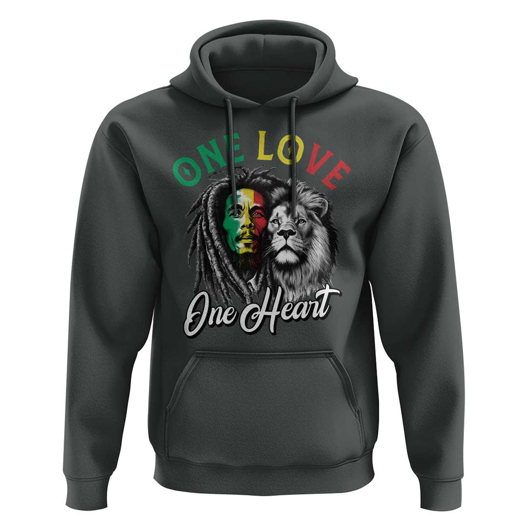 Reggae Legend Hoodie One Love One Heart Rastafarian Reggae Music Lion TS11 Dark Heather Print Your Wear