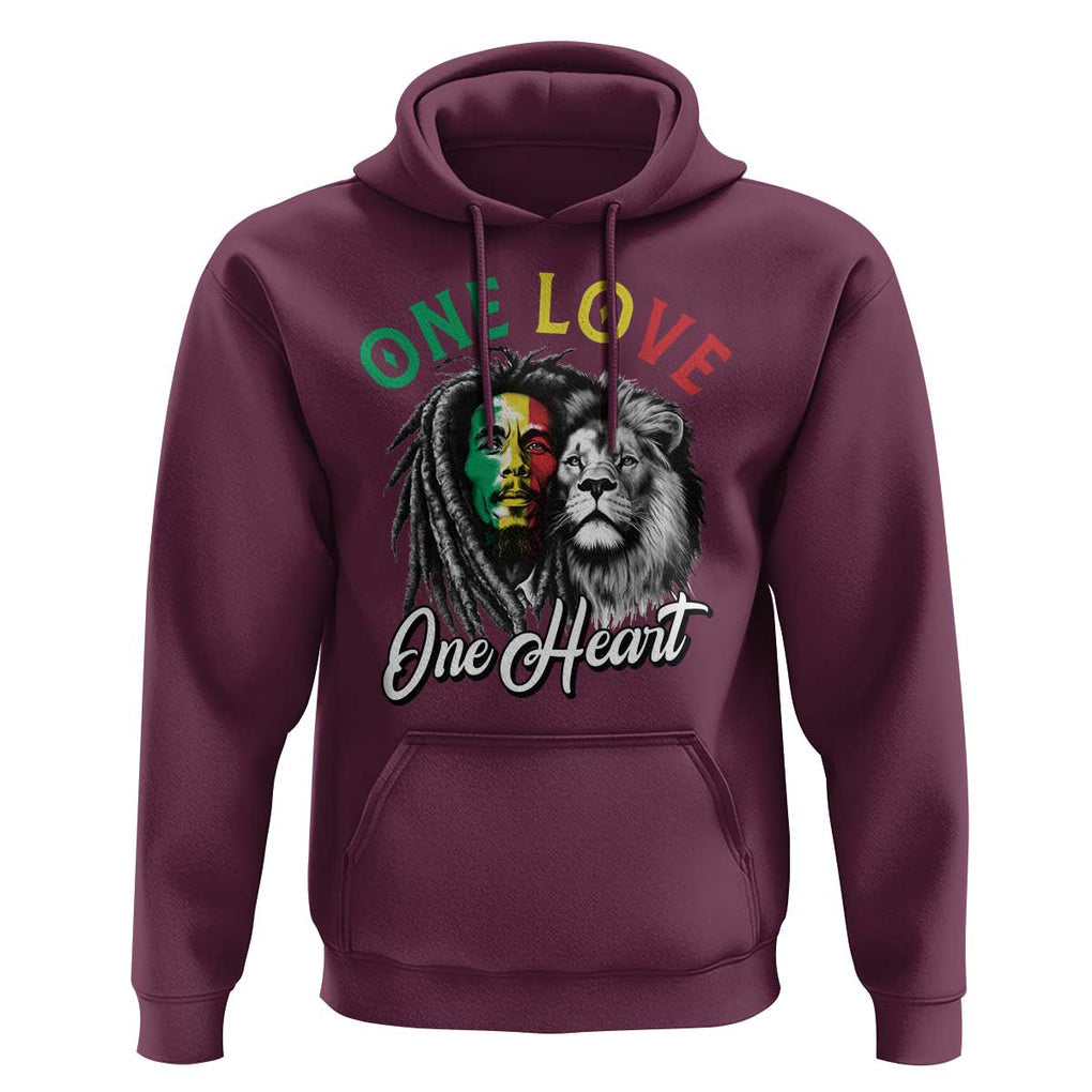Reggae Legend Hoodie One Love One Heart Rastafarian Reggae Music Lion TS11 Maroon Print Your Wear
