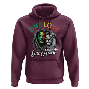 Reggae Legend Hoodie One Love One Heart Rastafarian Reggae Music Lion TS11 Maroon Print Your Wear