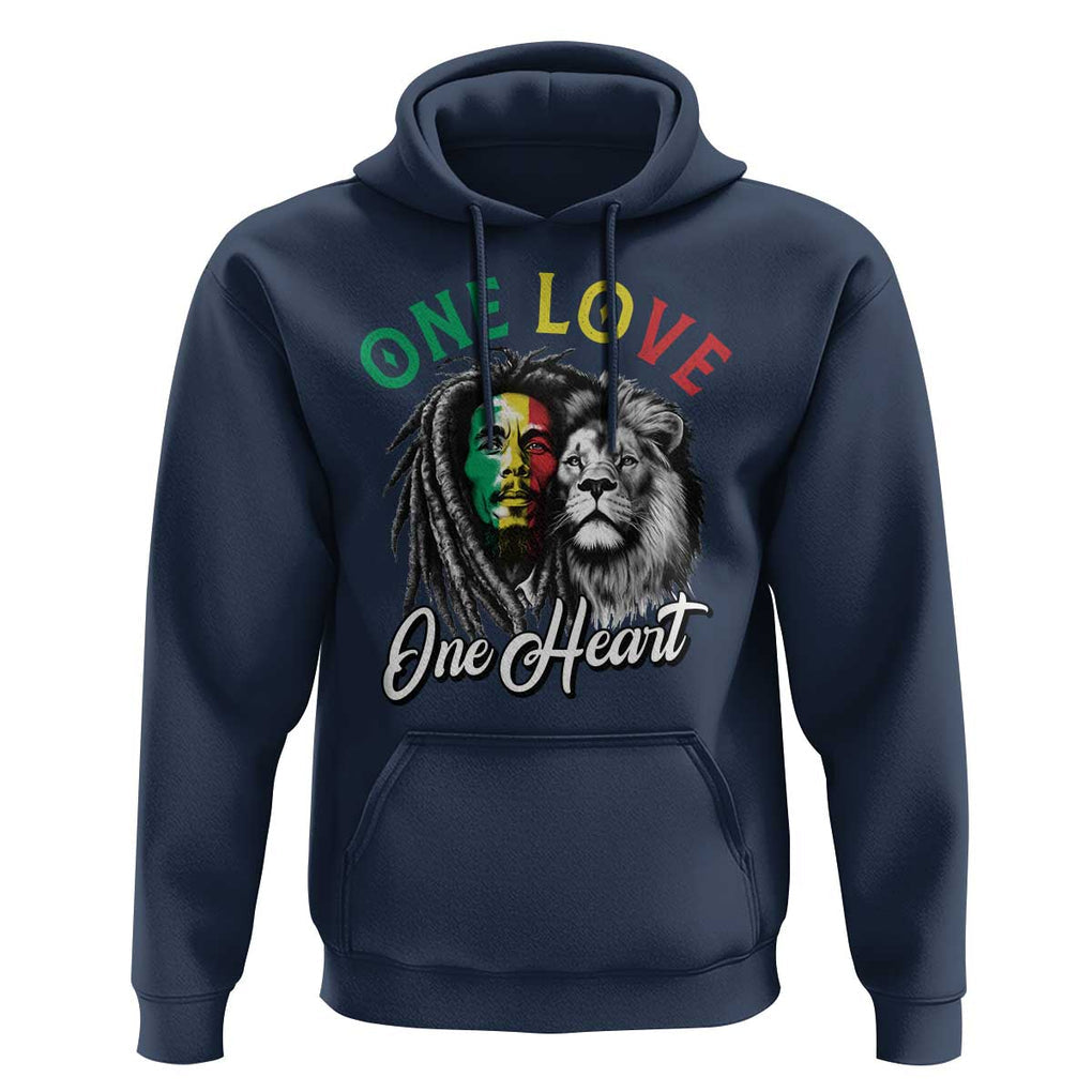 Reggae Legend Hoodie One Love One Heart Rastafarian Reggae Music Lion TS11 Navy Print Your Wear