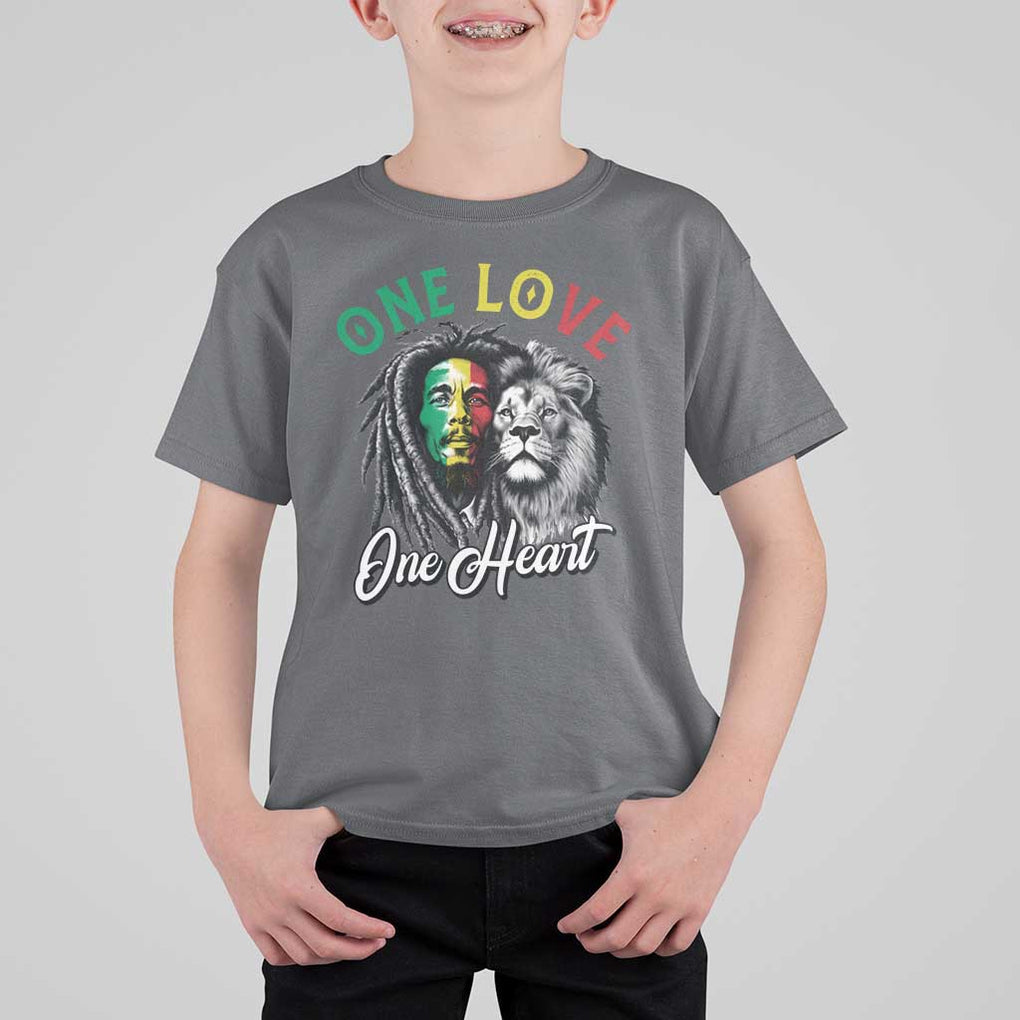 Reggae Legend T Shirt For Kid One Love One Heart Rastafarian Reggae Music Lion TS11 Charcoal Print Your Wear