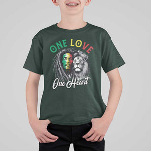 Reggae Legend T Shirt For Kid One Love One Heart Rastafarian Reggae Music Lion TS11 Dark Forest Green Print Your Wear