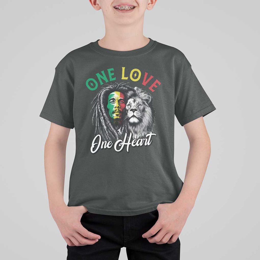 Reggae Legend T Shirt For Kid One Love One Heart Rastafarian Reggae Music Lion TS11 Dark Heather Print Your Wear