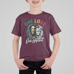 Reggae Legend T Shirt For Kid One Love One Heart Rastafarian Reggae Music Lion TS11 Maroon Print Your Wear