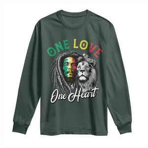 Reggae Legend Long Sleeve Shirt One Love One Heart Rastafarian Reggae Music Lion TS11 Dark Forest Green Print Your Wear