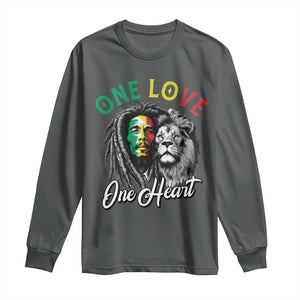 Reggae Legend Long Sleeve Shirt One Love One Heart Rastafarian Reggae Music Lion TS11 Dark Heather Print Your Wear