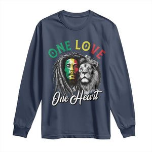 Reggae Legend Long Sleeve Shirt One Love One Heart Rastafarian Reggae Music Lion TS11 Navy Print Your Wear