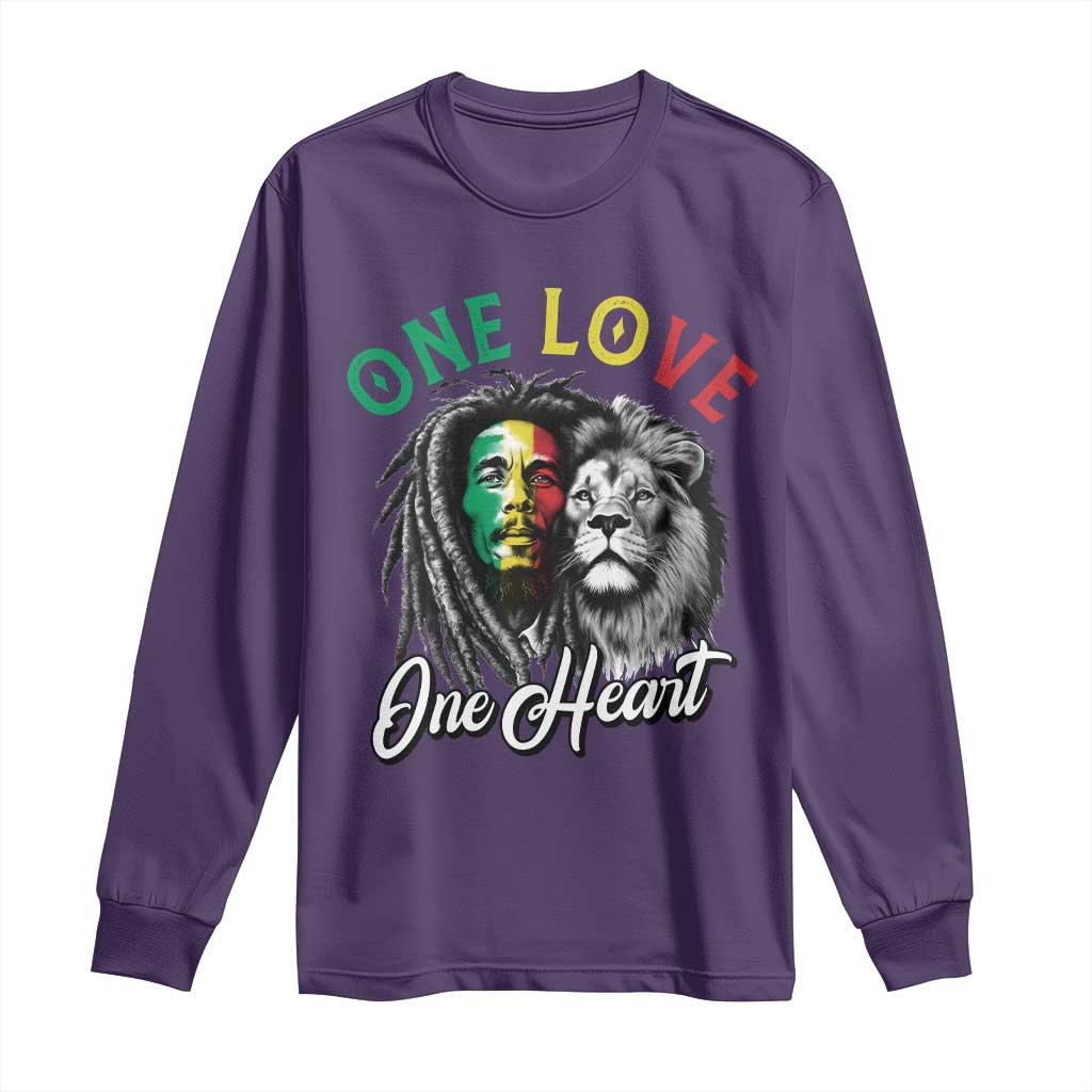 Reggae Legend Long Sleeve Shirt One Love One Heart Rastafarian Reggae Music Lion TS11 Purple Print Your Wear