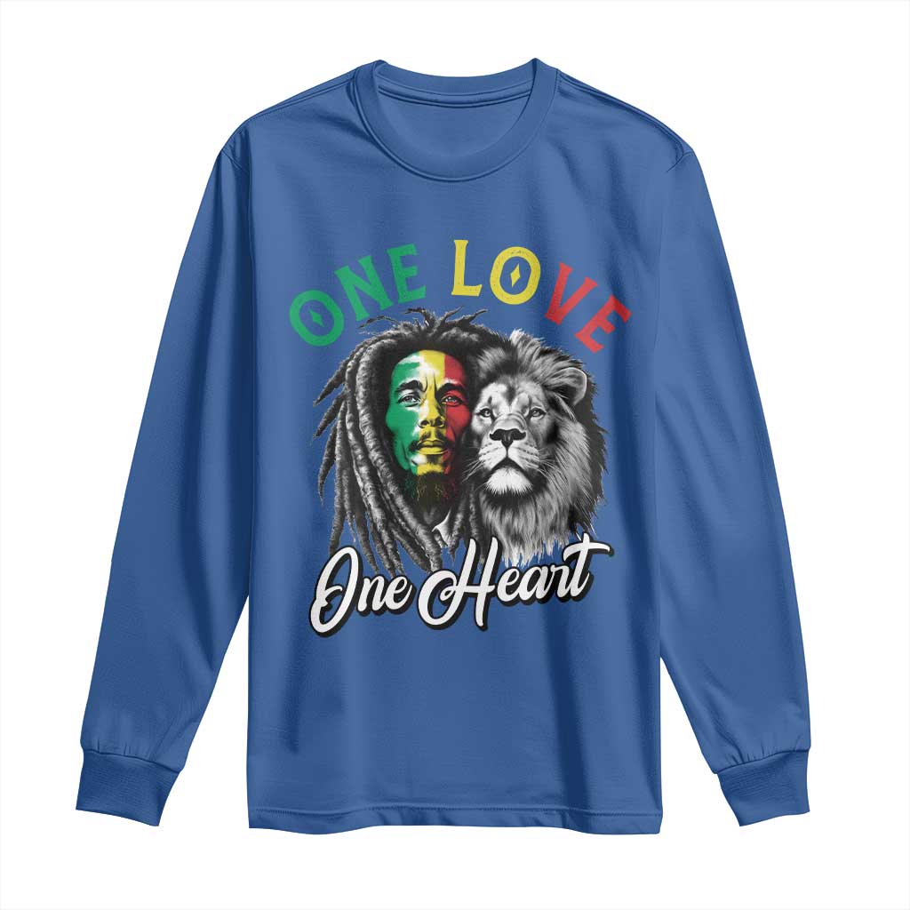 Reggae Legend Long Sleeve Shirt One Love One Heart Rastafarian Reggae Music Lion TS11 Royal Blue Print Your Wear