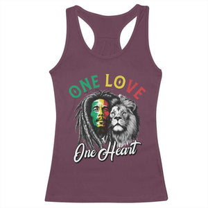 Reggae Legend Racerback Tank Top One Love One Heart Rastafarian Reggae Music Lion TS11 Maroon Print Your Wear