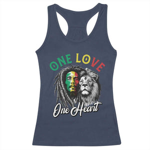Reggae Legend Racerback Tank Top One Love One Heart Rastafarian Reggae Music Lion TS11 Navy Print Your Wear