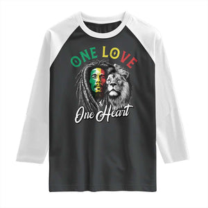 Reggae Legend Raglan Shirt One Love One Heart Rastafarian Reggae Music Lion TS11 Black White Print Your Wear