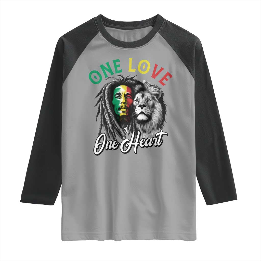Reggae Legend Raglan Shirt One Love One Heart Rastafarian Reggae Music Lion TS11 Sport Gray Black Print Your Wear