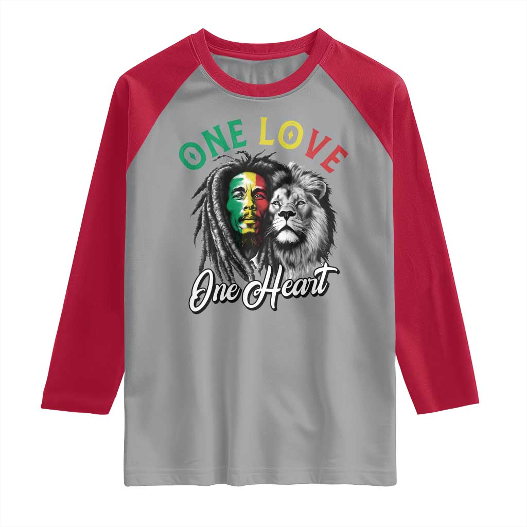 Reggae Legend Raglan Shirt One Love One Heart Rastafarian Reggae Music Lion TS11 Sport Gray Red Print Your Wear