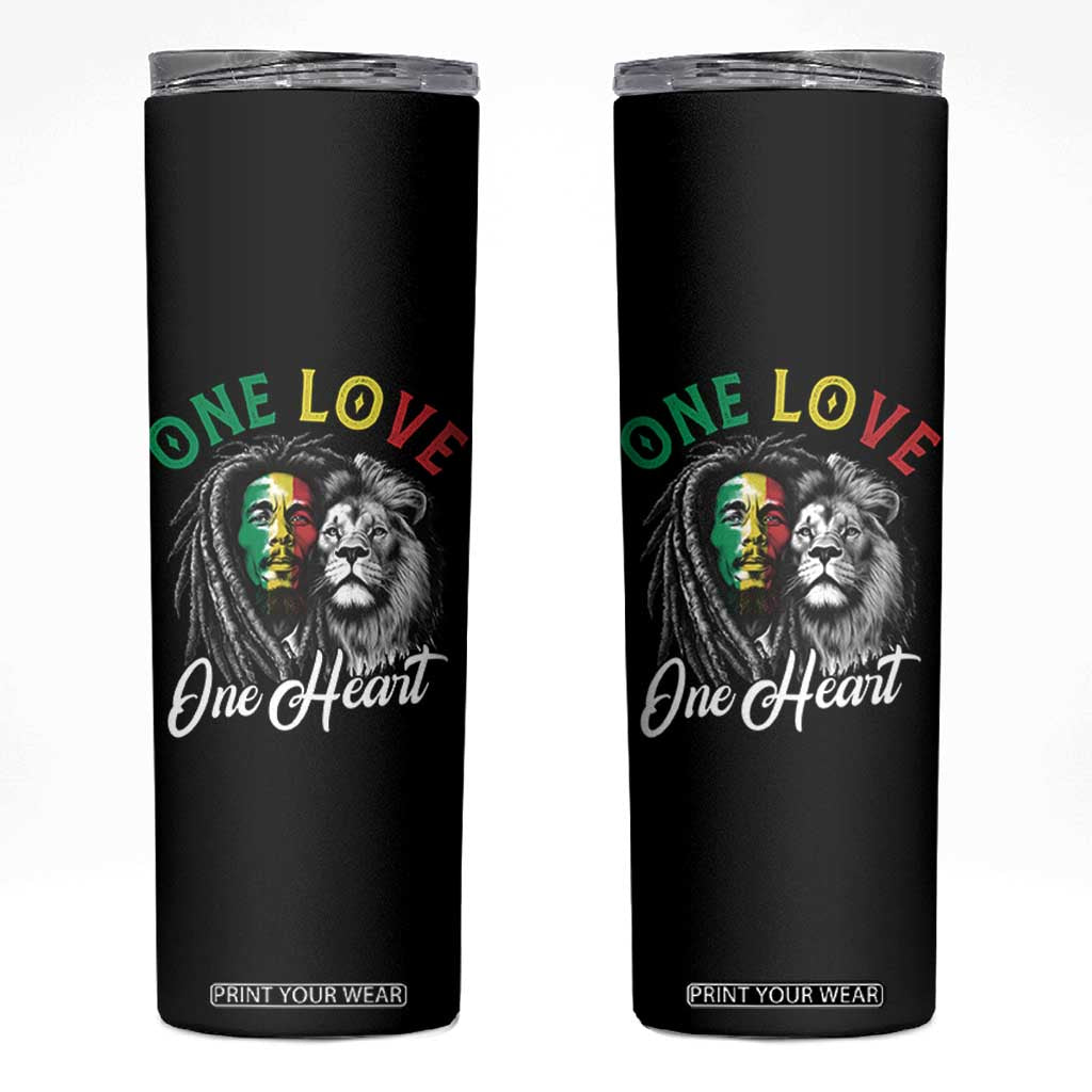 Reggae Legend Skinny Tumbler One Love One Heart Rastafarian Reggae Music Lion TS11 Black Print Your Wear