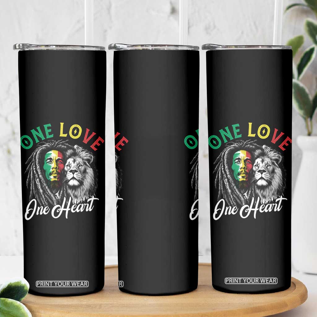 Reggae Legend Skinny Tumbler One Love One Heart Rastafarian Reggae Music Lion TS11 Print Your Wear