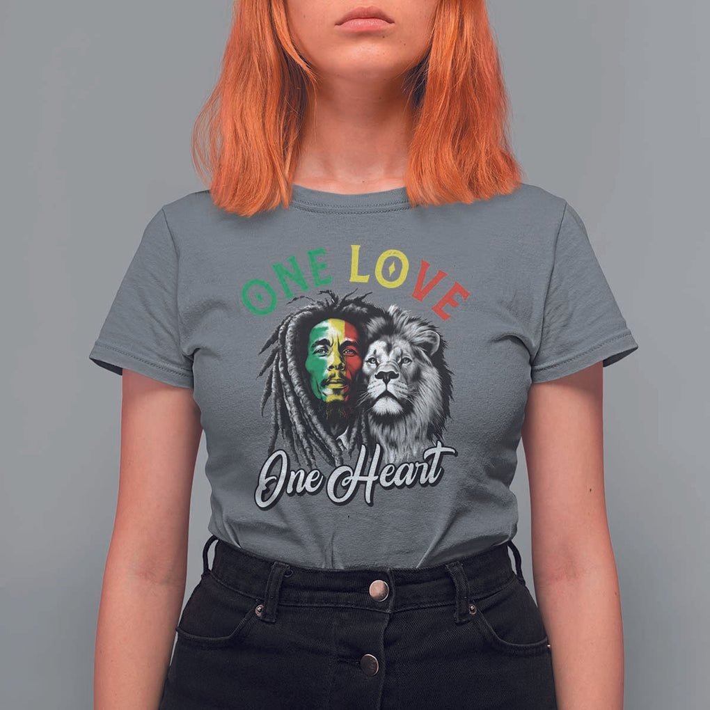 Reggae Legend T Shirt For Women One Love One Heart Rastafarian Reggae Music Lion TS11 Charcoal Print Your Wear
