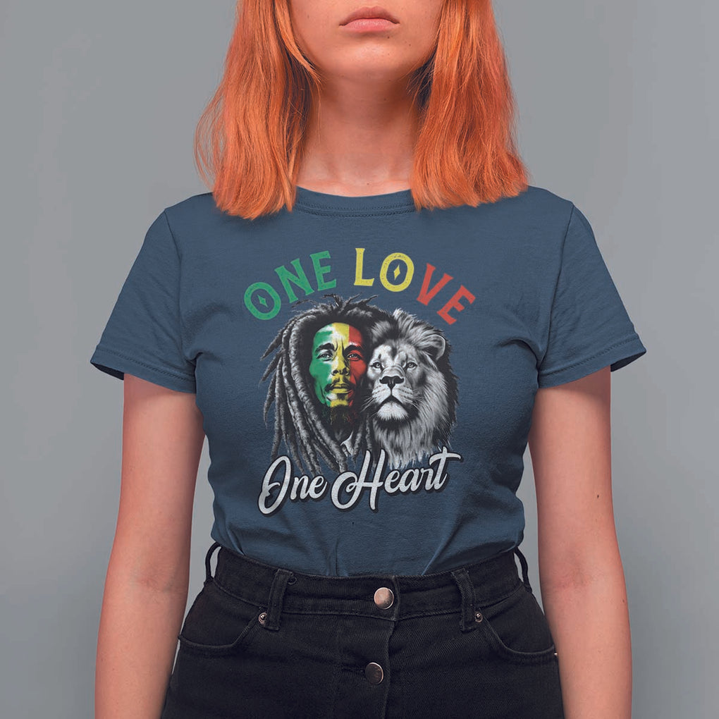 Reggae Legend T Shirt For Women One Love One Heart Rastafarian Reggae Music Lion TS11 Navy Print Your Wear