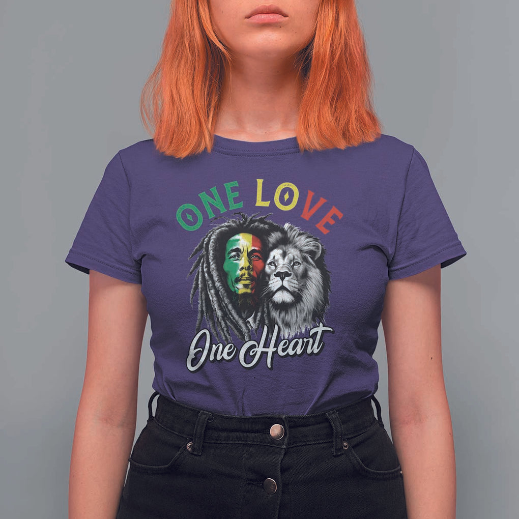 Reggae Legend T Shirt For Women One Love One Heart Rastafarian Reggae Music Lion TS11 Purple Print Your Wear