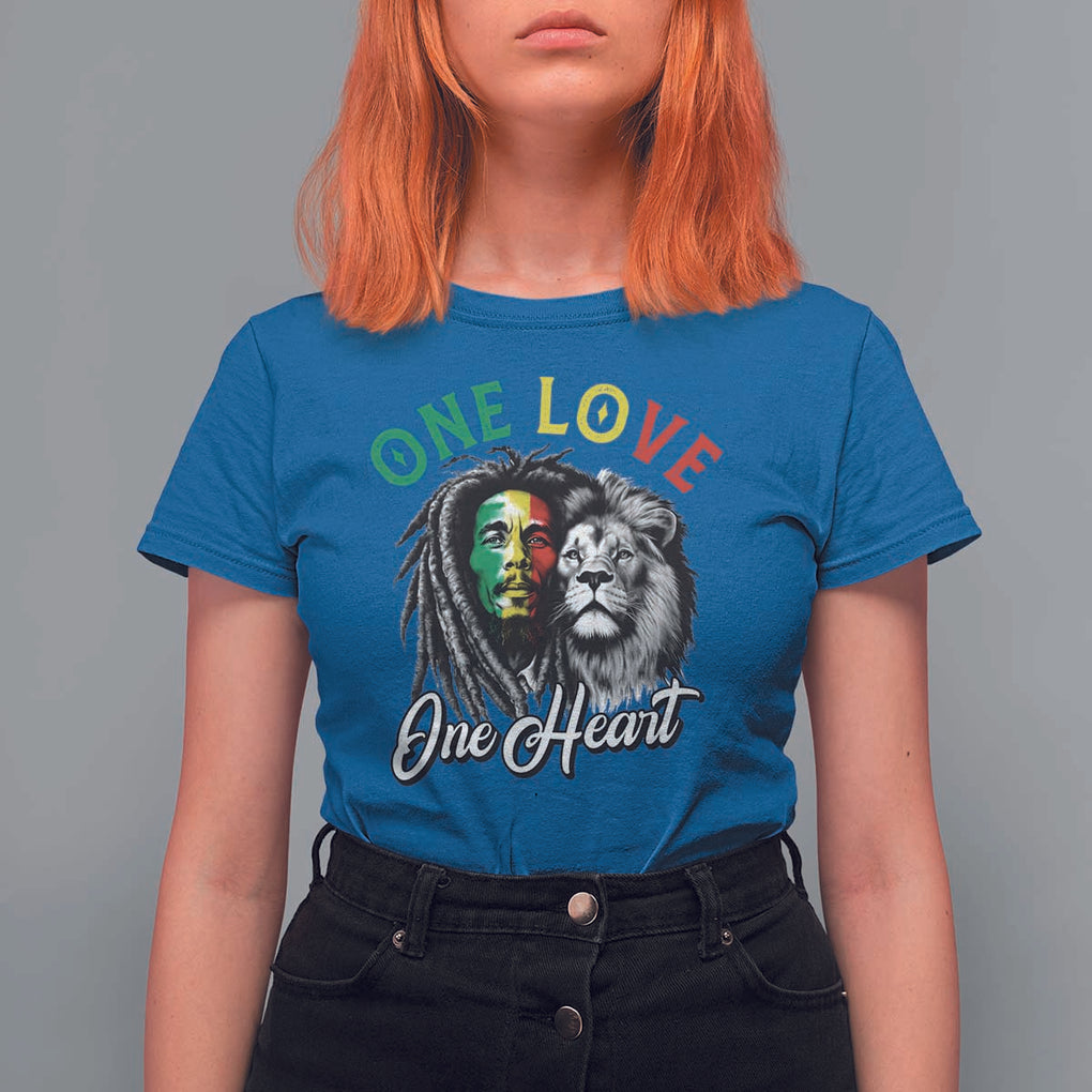 Reggae Legend T Shirt For Women One Love One Heart Rastafarian Reggae Music Lion TS11 Royal Blue Print Your Wear