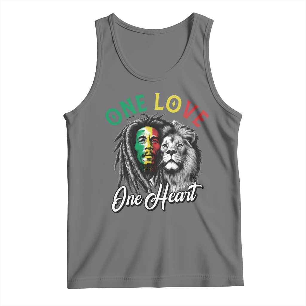 Reggae Legend Tank Top One Love One Heart Rastafarian Reggae Music Lion TS11 Black Heather Print Your Wear