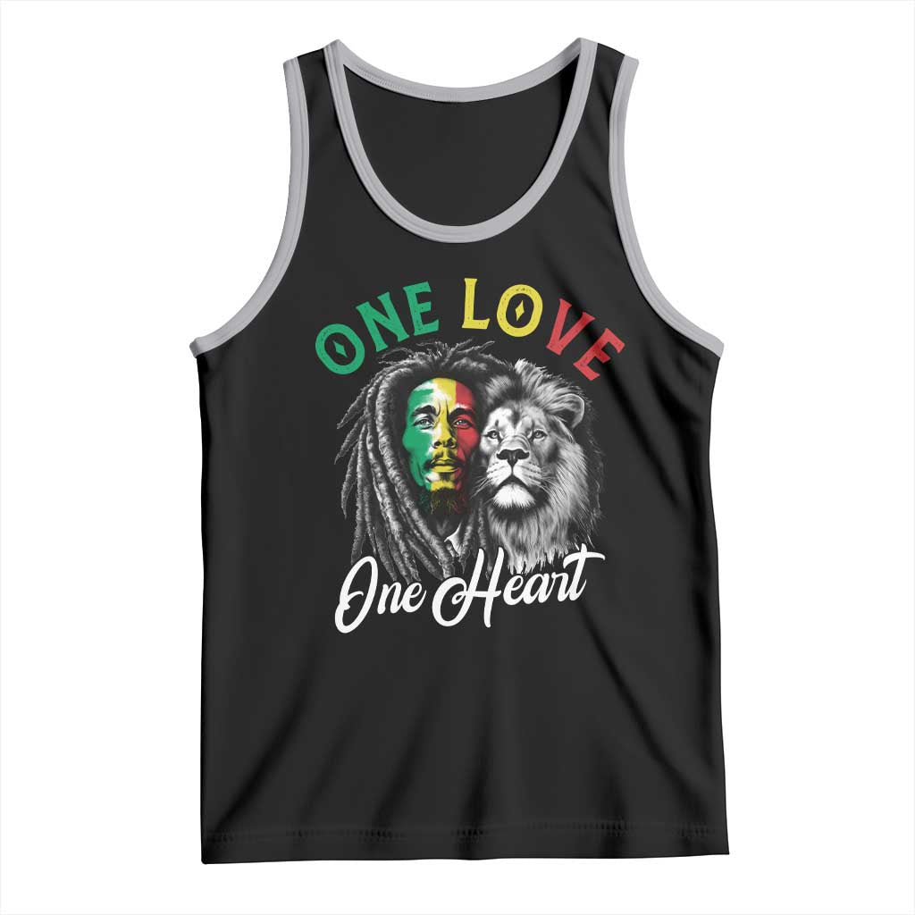 Reggae Legend Tank Top One Love One Heart Rastafarian Reggae Music Lion TS11 Black Athletic Heather Print Your Wear
