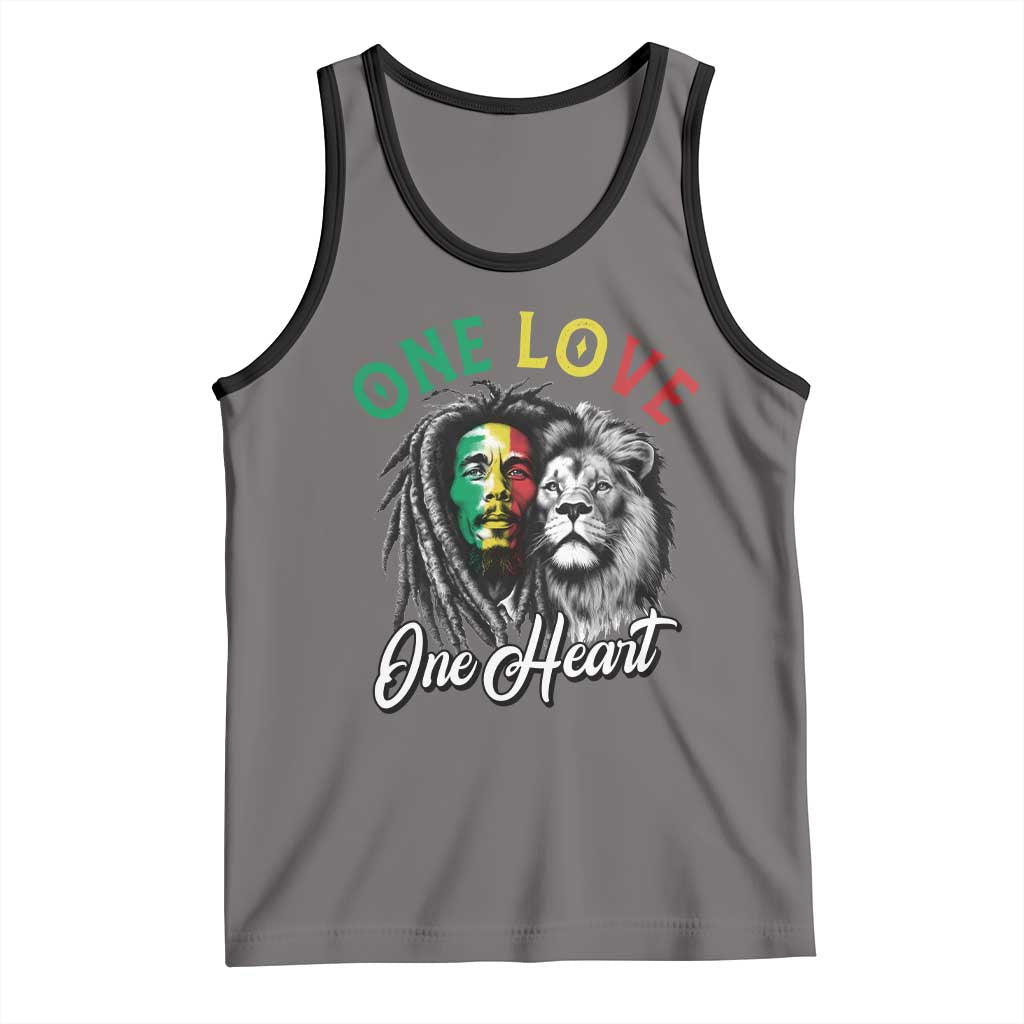 Reggae Legend Tank Top One Love One Heart Rastafarian Reggae Music Lion TS11 Deep Heather Black Print Your Wear