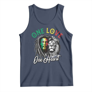 Reggae Legend Tank Top One Love One Heart Rastafarian Reggae Music Lion TS11 Navy Print Your Wear