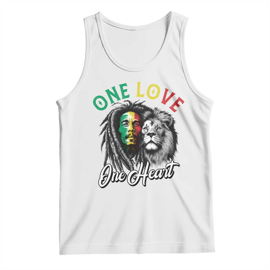 Reggae Legend Tank Top One Love One Heart Rastafarian Reggae Music Lion TS11 White Print Your Wear
