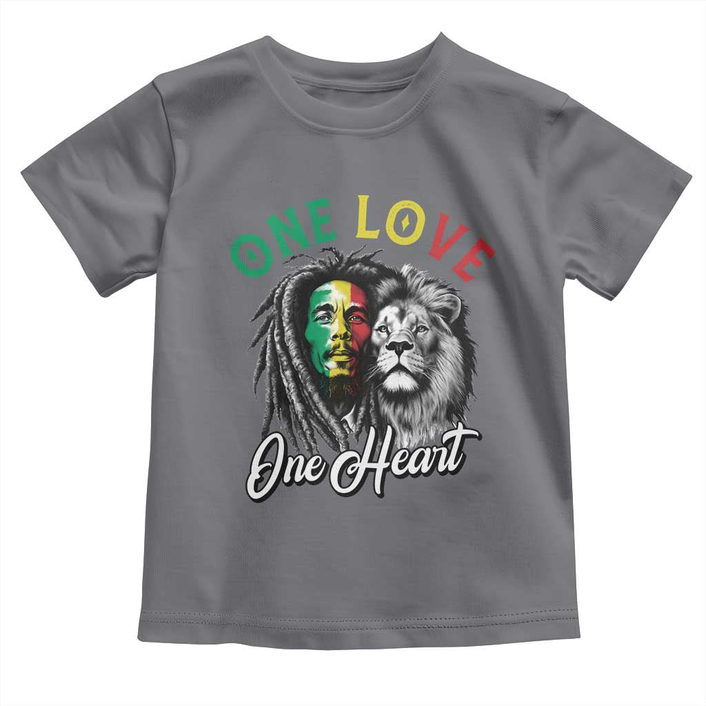 Reggae Legend Toddler T Shirt One Love One Heart Rastafarian Reggae Music Lion TS11 Charcoal Print Your Wear