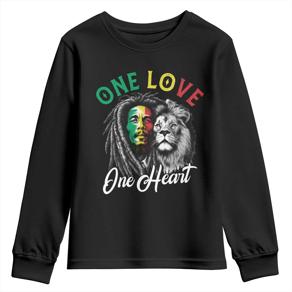 Reggae Legend Youth Sweatshirt One Love One Heart Rastafarian Reggae Music Lion TS11 Black Print Your Wear