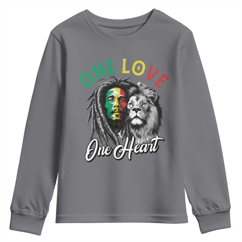 Reggae Legend Youth Sweatshirt One Love One Heart Rastafarian Reggae Music Lion TS11 Charcoal Print Your Wear