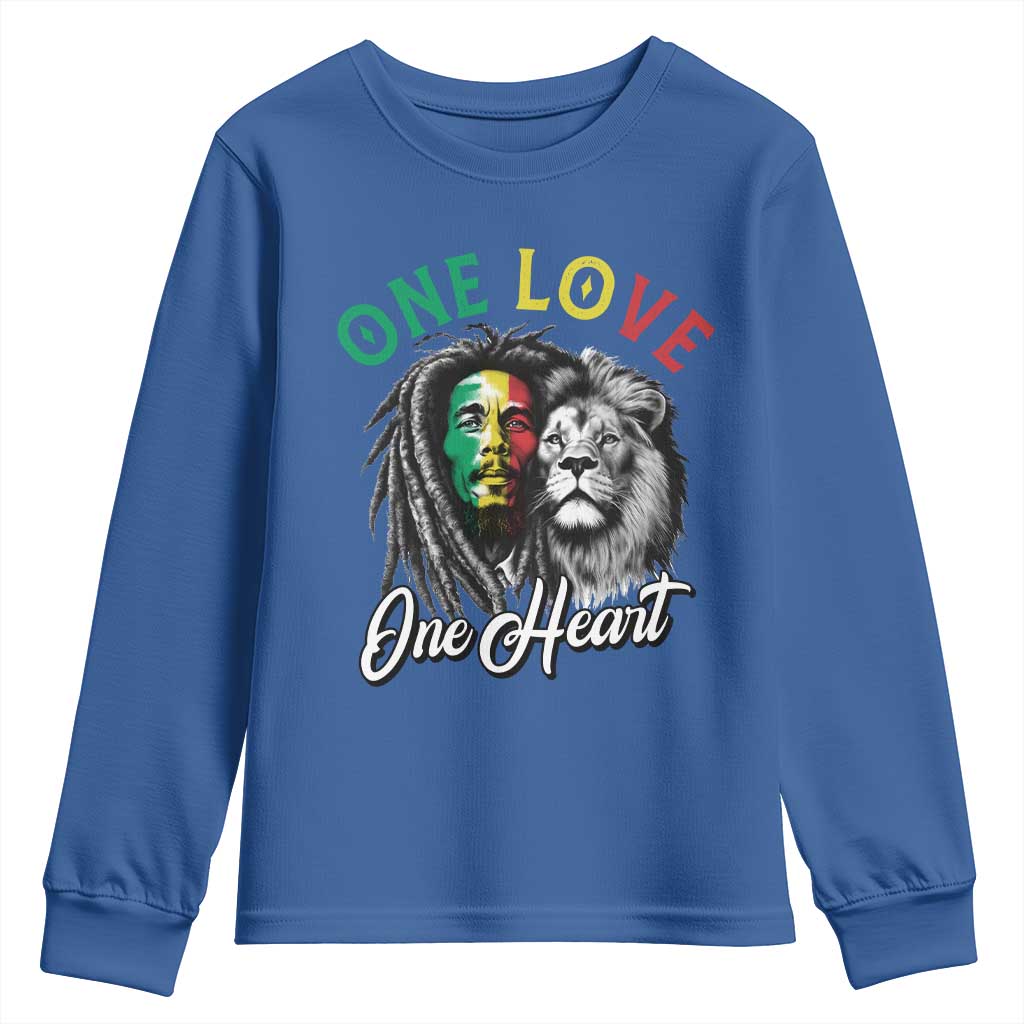 Reggae Legend Youth Sweatshirt One Love One Heart Rastafarian Reggae Music Lion TS11 Royal Blue Print Your Wear