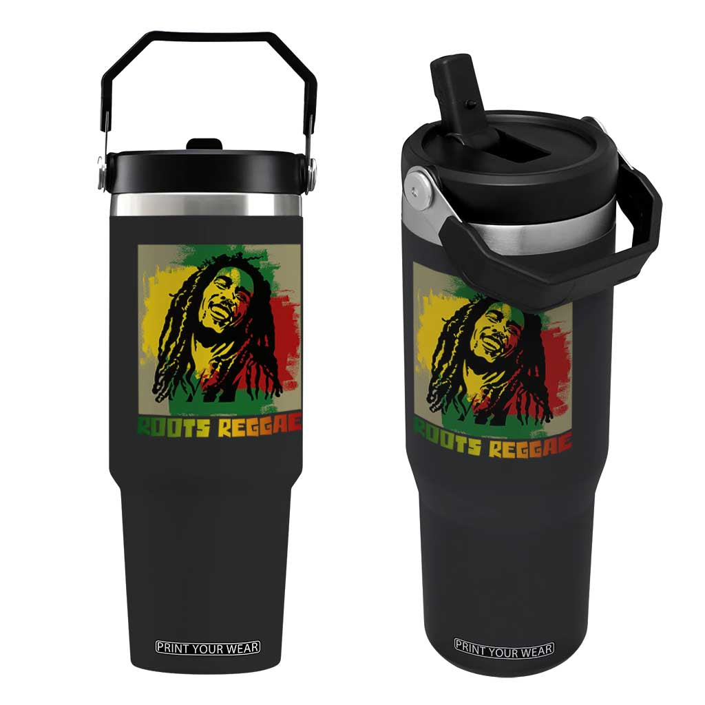Legend Bob Flip Straw Tumbler Roots Reggae Rastafarian Music Jamaica TS11 One Size: 30 oz Black Print Your Wear