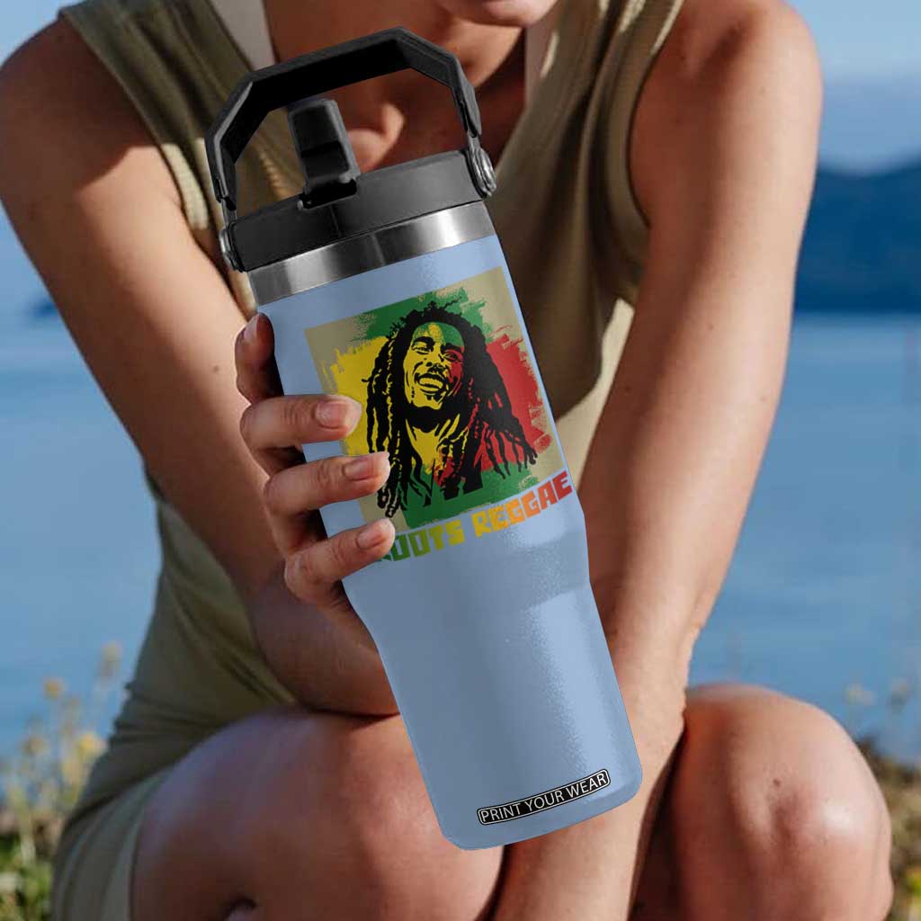 Legend Bob Flip Straw Tumbler Roots Reggae Rastafarian Music Jamaica TS11 One Size: 30 oz Light Blue Print Your Wear