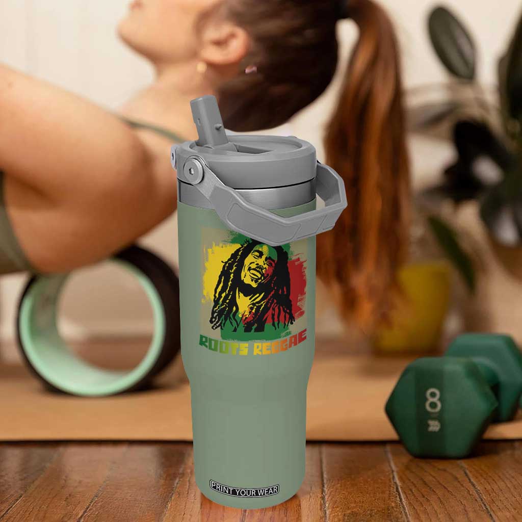 Legend Bob Flip Straw Tumbler Roots Reggae Rastafarian Music Jamaica TS11 One Size: 30 oz Moss Green Print Your Wear