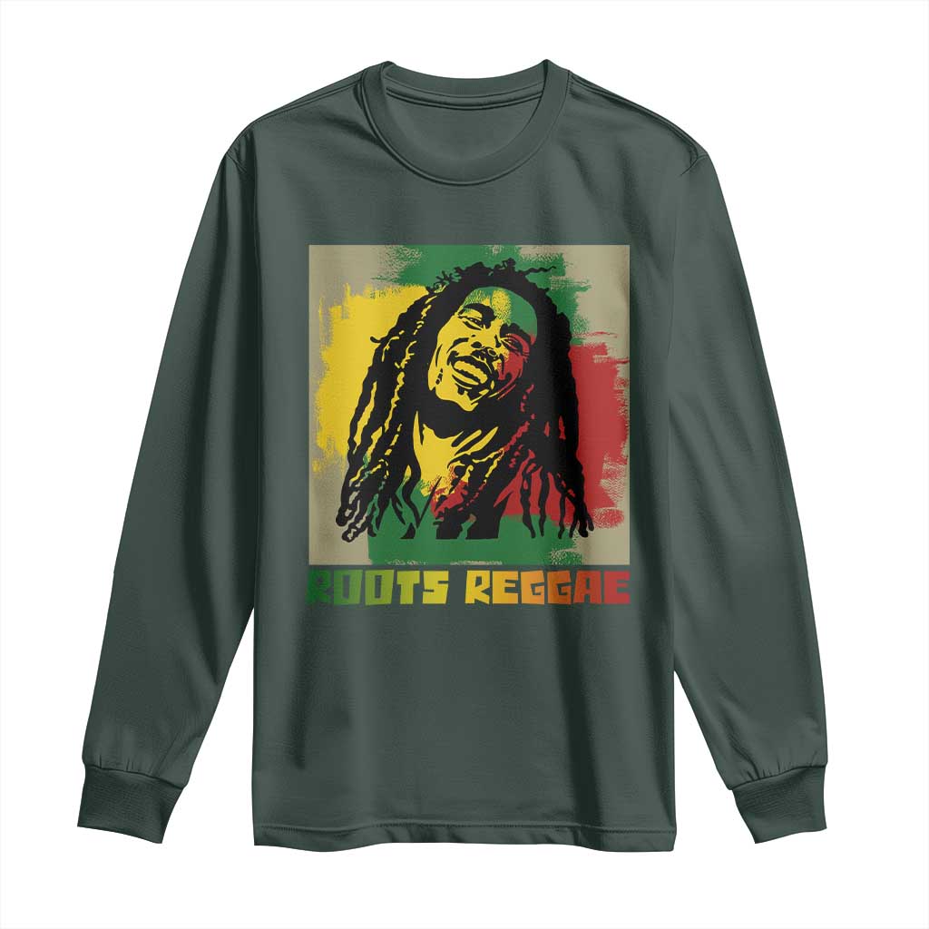 Legend Bob Long Sleeve Shirt Roots Reggae Rastafarian Music Jamaica TS11 Dark Forest Green Print Your Wear