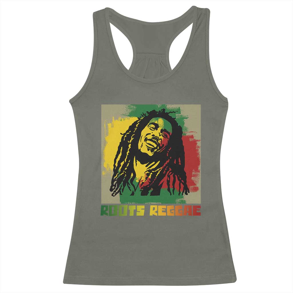 Legend Bob Racerback Tank Top Roots Reggae Rastafarian Music Jamaica TS11 Military Green Print Your Wear