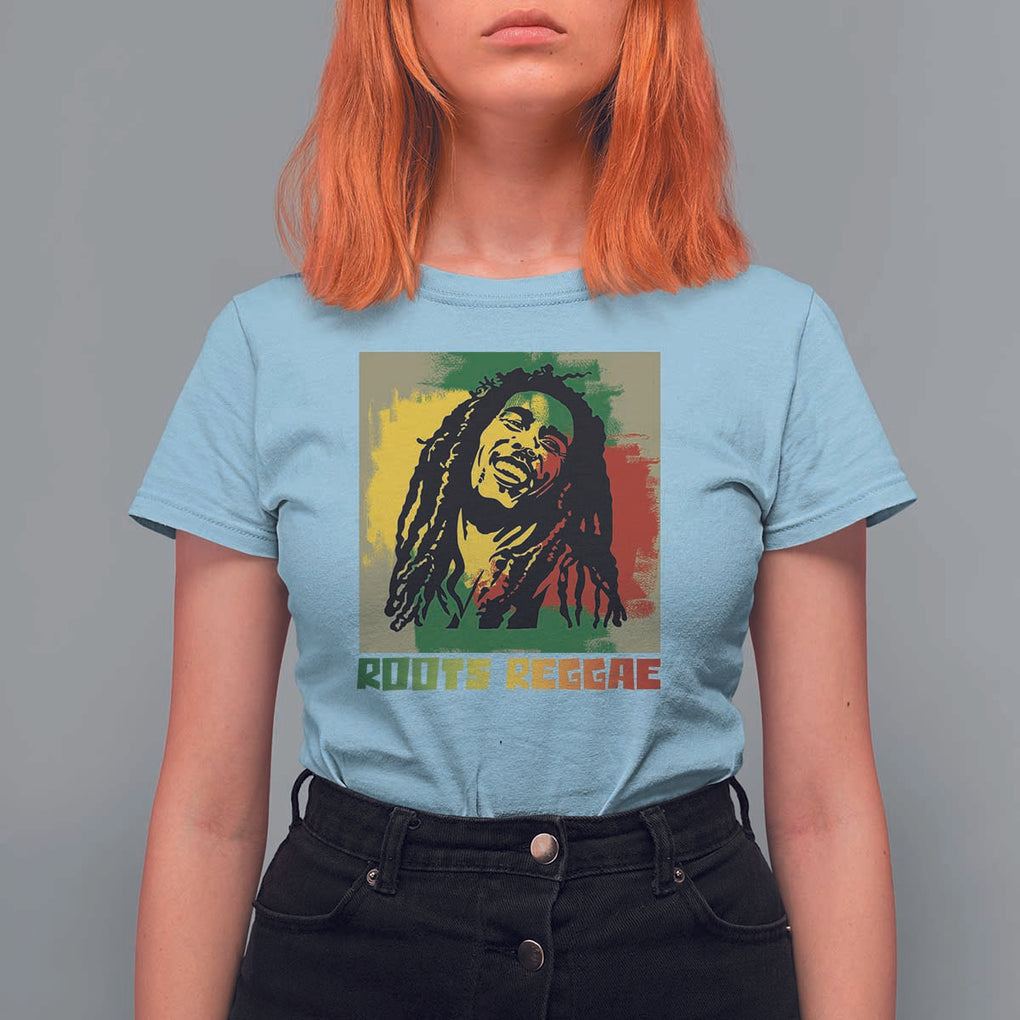 Legend Bob T Shirt For Women Roots Reggae Rastafarian Music Jamaica TS11 Light Blue Print Your Wear